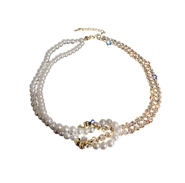 Pearl Crystal Choker Necklaces For Women