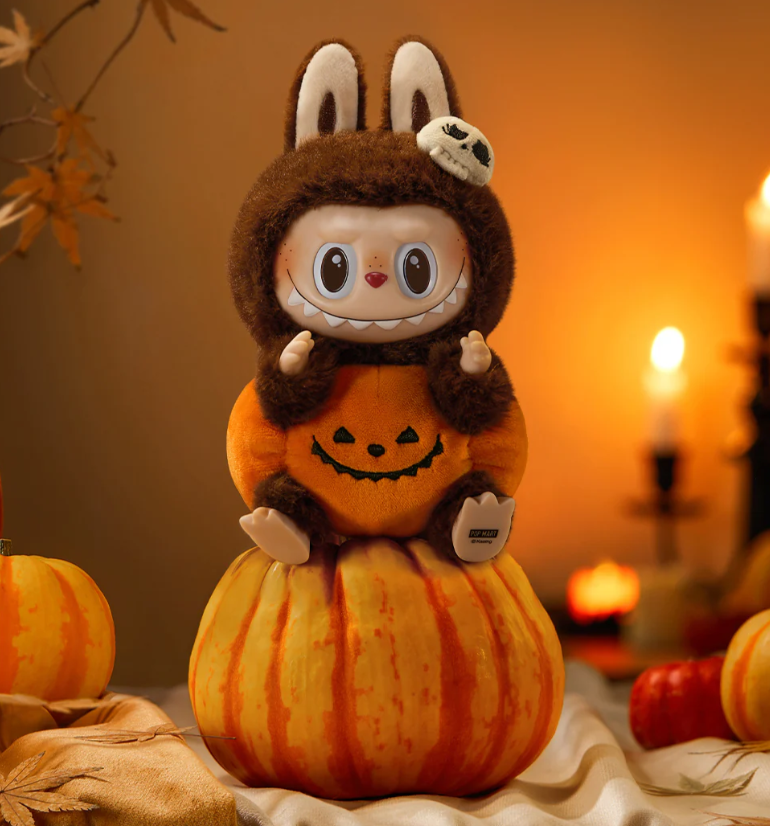 Labubu Happy Halloween Party Series-Sitting Pumpkin Vinyl Plush Pendant