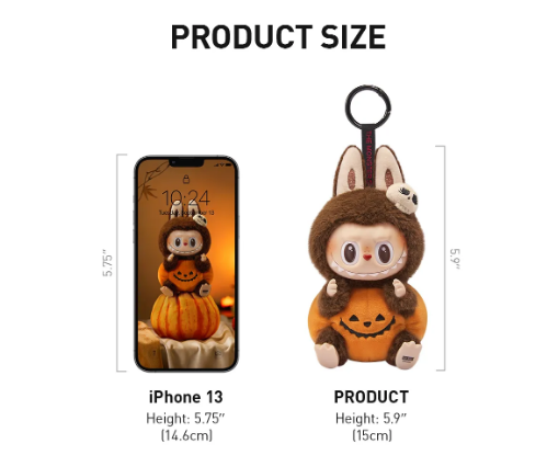 Labubu Happy Halloween Party Series-Sitting Pumpkin Vinyl Plush Pendant